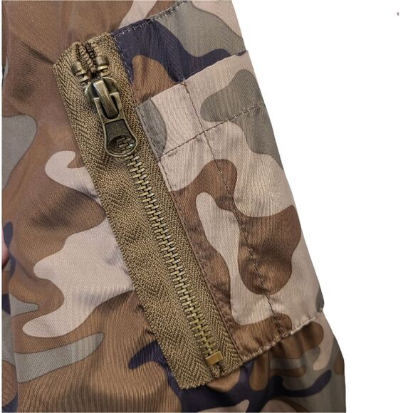 Love Tree Camo Full Zip Bomber Jacket Camouflage Long Sleeve Nylon M - Picture 4 of 16